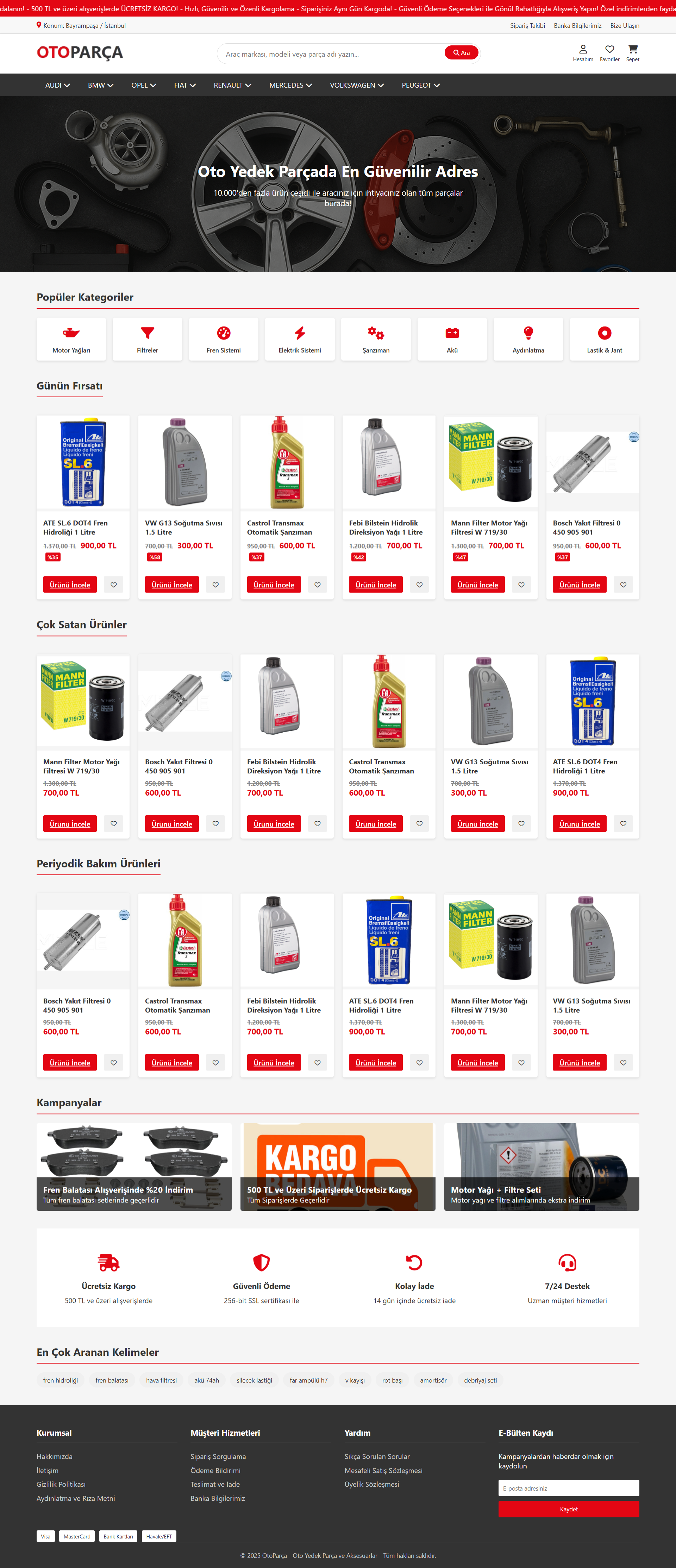 Oto Parça E-Ticaret Teması
